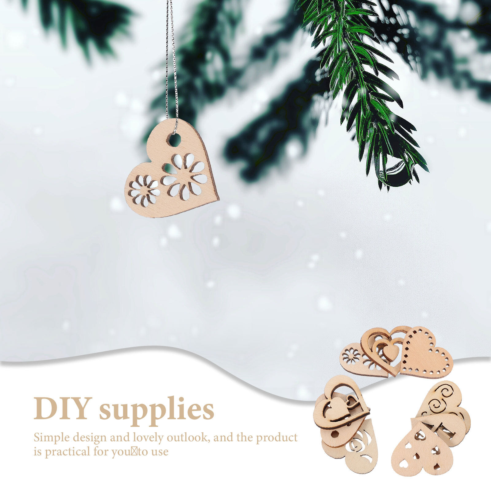 1Set Wooden Heart Slices Hangi - Christmas Craft Embellishment 评论和价格
