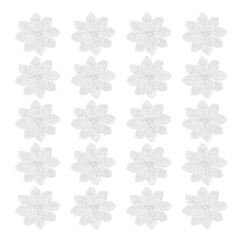 20Pack Decorative White Flower - Applique Patch Flower 评论和价格