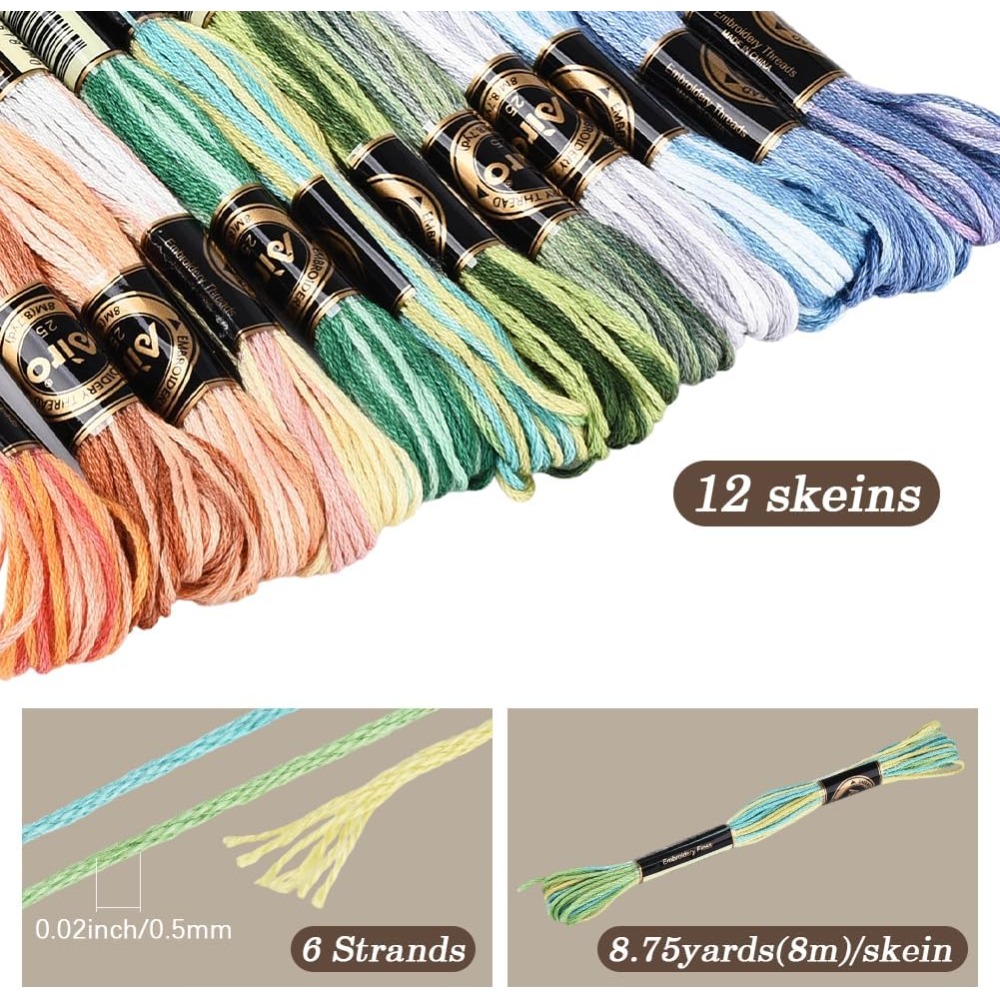 12 Skeins 105 Yards Cross Stit - Embroidery Embellishments 评论和价格