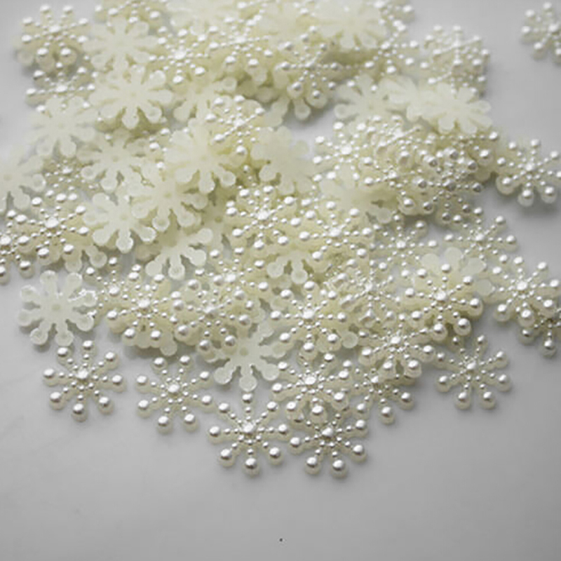 100pcs White Pearl Resin Snowf - Christmas Craft Embellishment 评论和价格