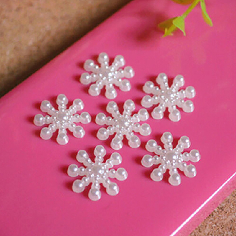 100pcs White Pearl Resin Snowf - Christmas Craft Embellishment 评论和价格