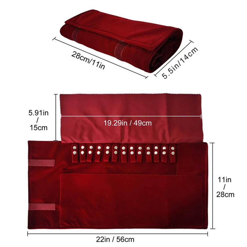 Burgundy Velvet Jewelry Roll-U - Velvet Ribbon Roll 评论和价格