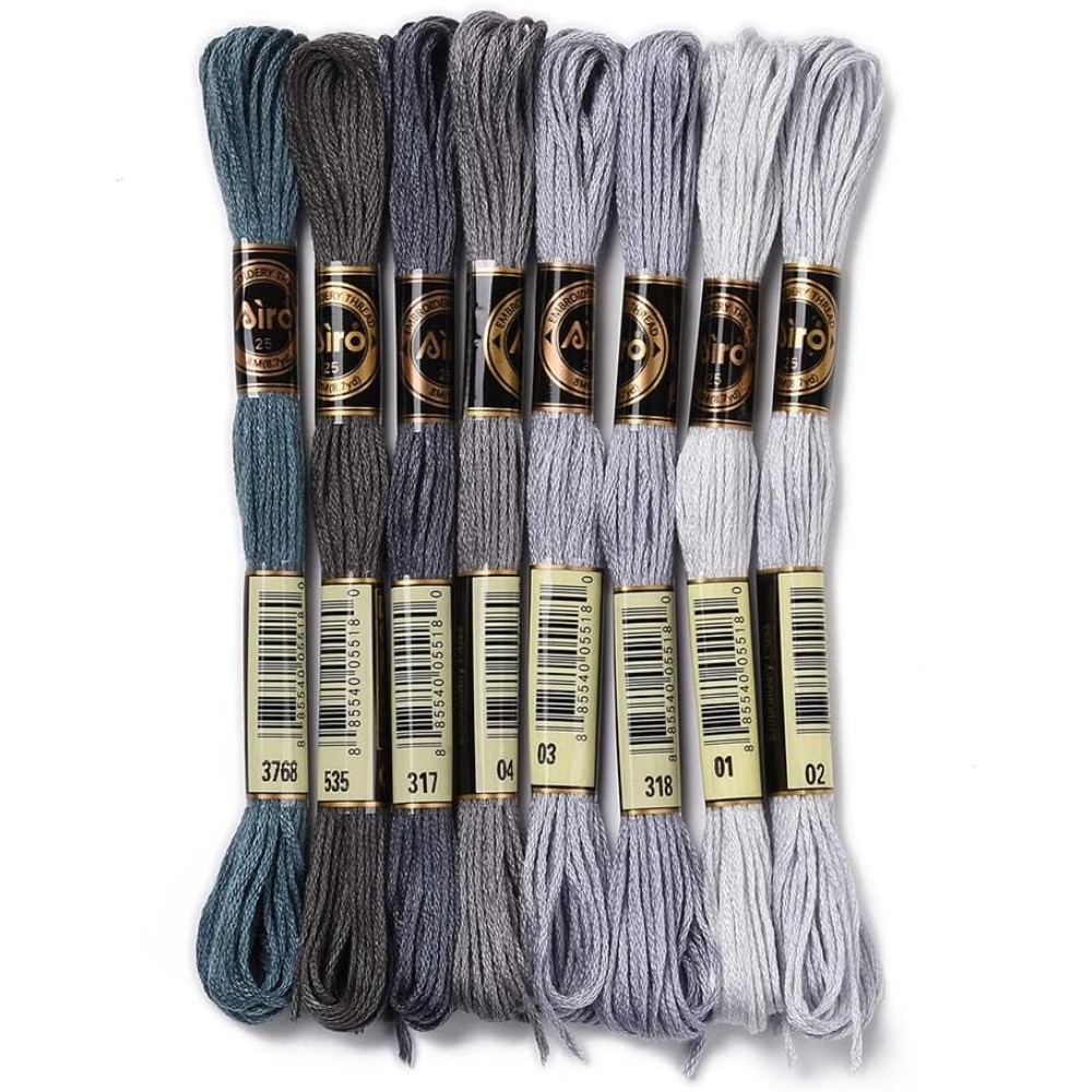 8 Skeins 70 Yards Grey Friends - Embroidery Embellishments 评论和价格