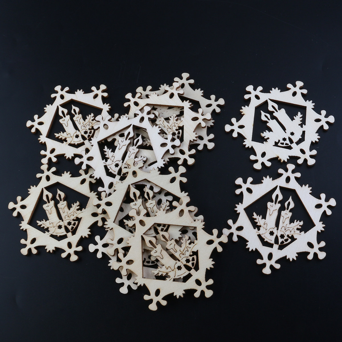 10Pcs Snowflake Pendant Christ - Christmas Craft Embellishment 评论和价格