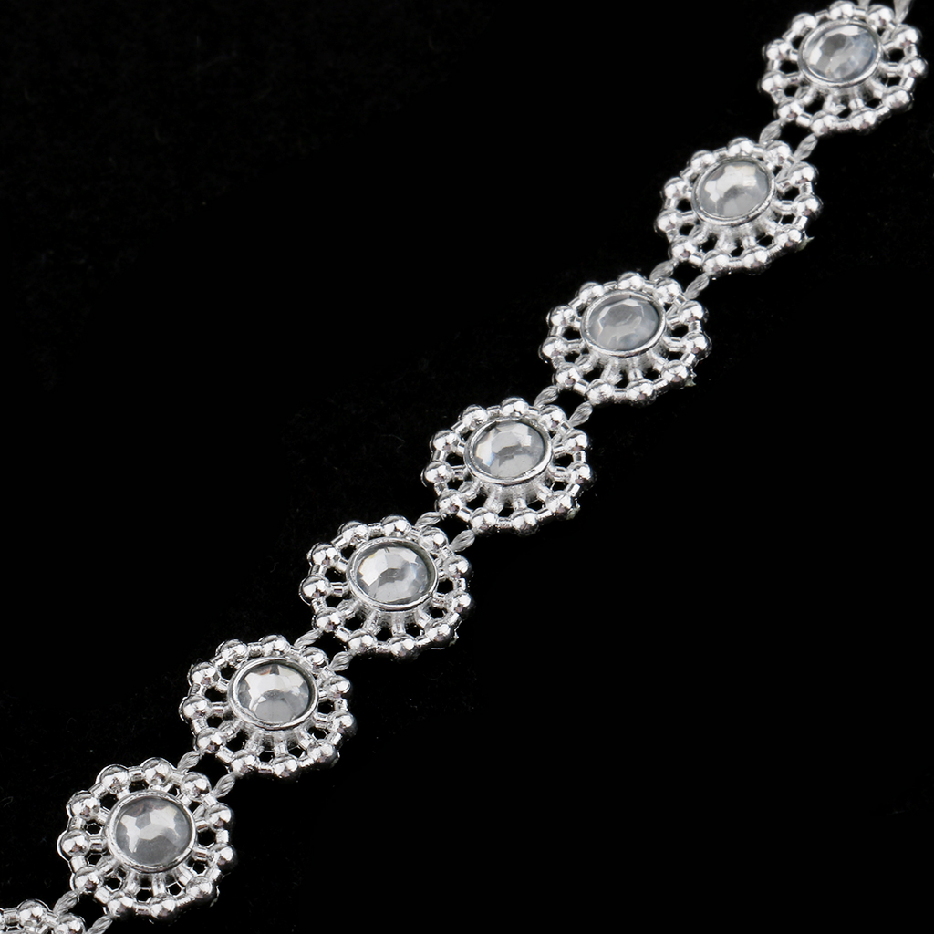 9.1 Meters Diamante Silver Flo - Beaded Trim Fringe 评论和价格