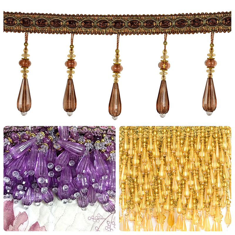 100cm Crystal Hanging Beads Ta - Beaded Trim Fringe 评论和价格