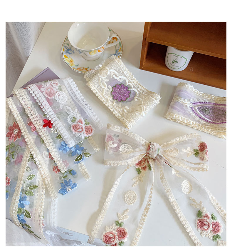 1 Yard Lace Embroidery Flower  - Lace Ribbon Trim 评论和价格
