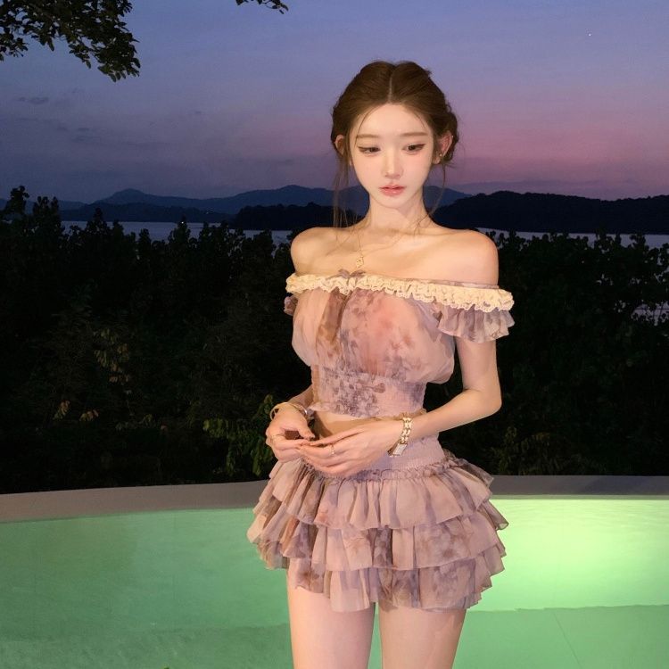 French Sweet Coquette Off Shou - Elastic Lace Trim 评论和价格