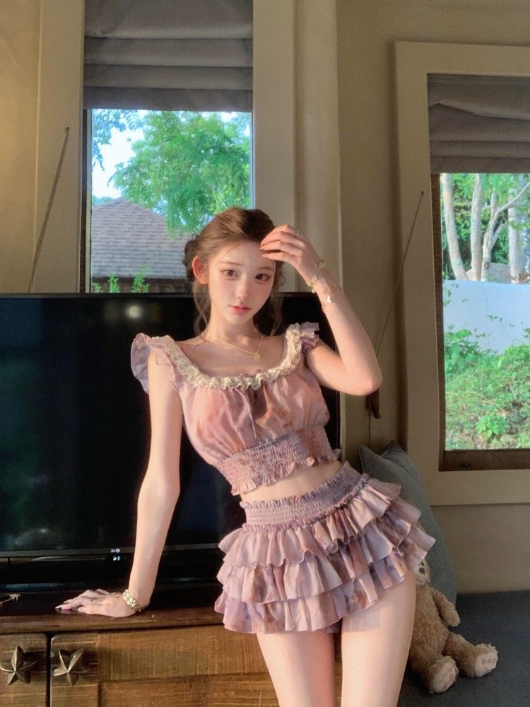 French Sweet Coquette Off Shou - Elastic Lace Trim 评论和价格