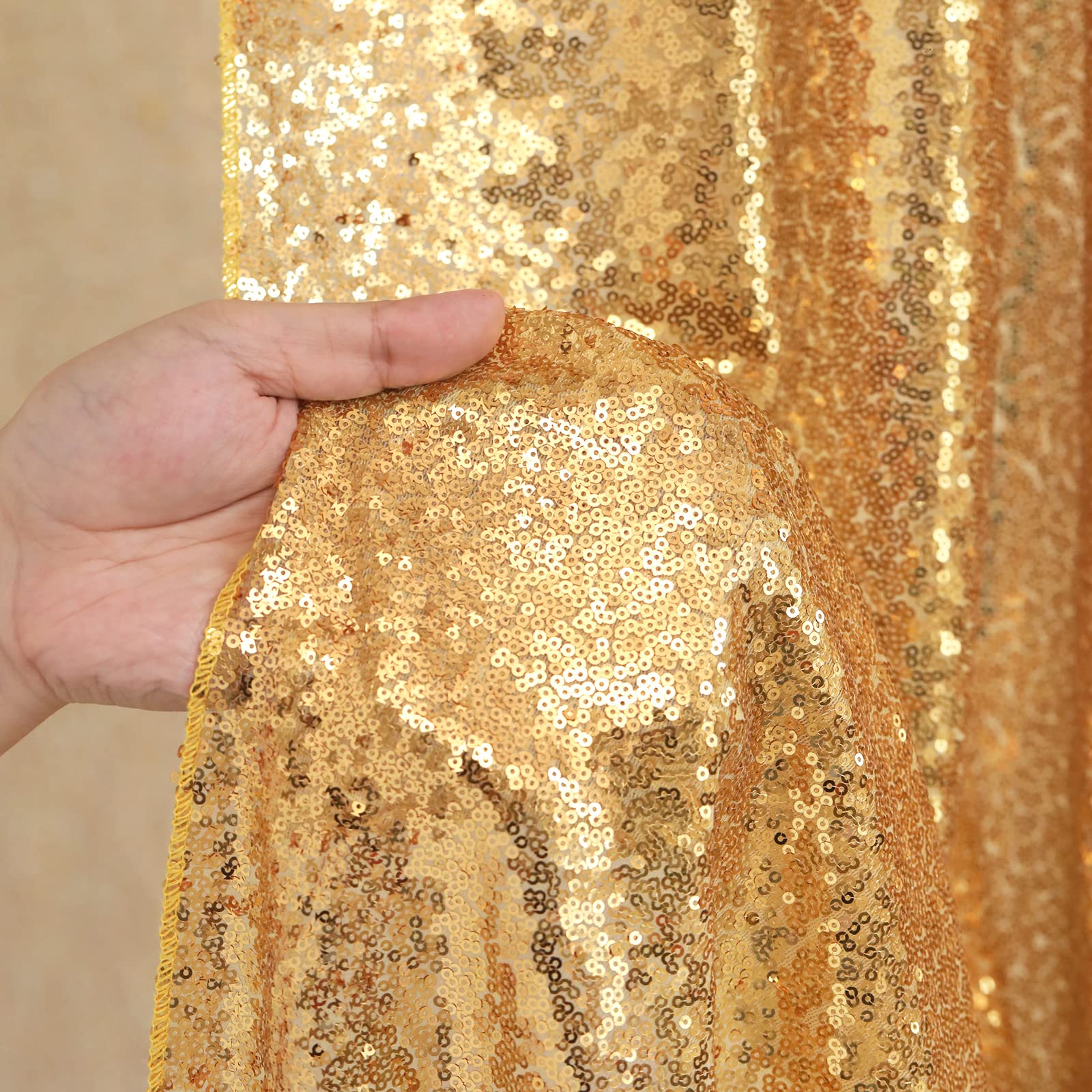 2PCS Gold Sequin Party Backdro - Sequin Fabric Panel 评论和价格