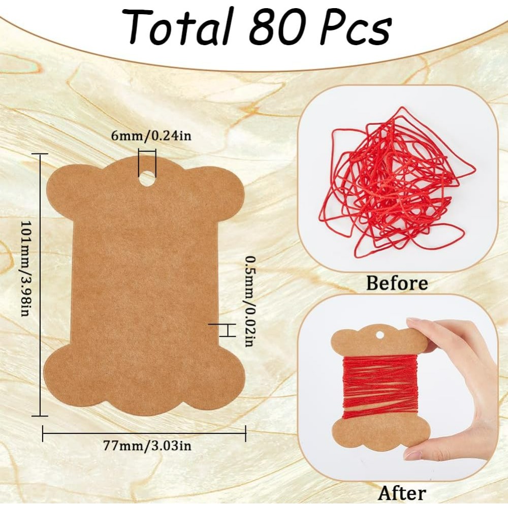 80Pcs Embroidery Thread Cardbo - Organza Ribbon Spool 评论和价格