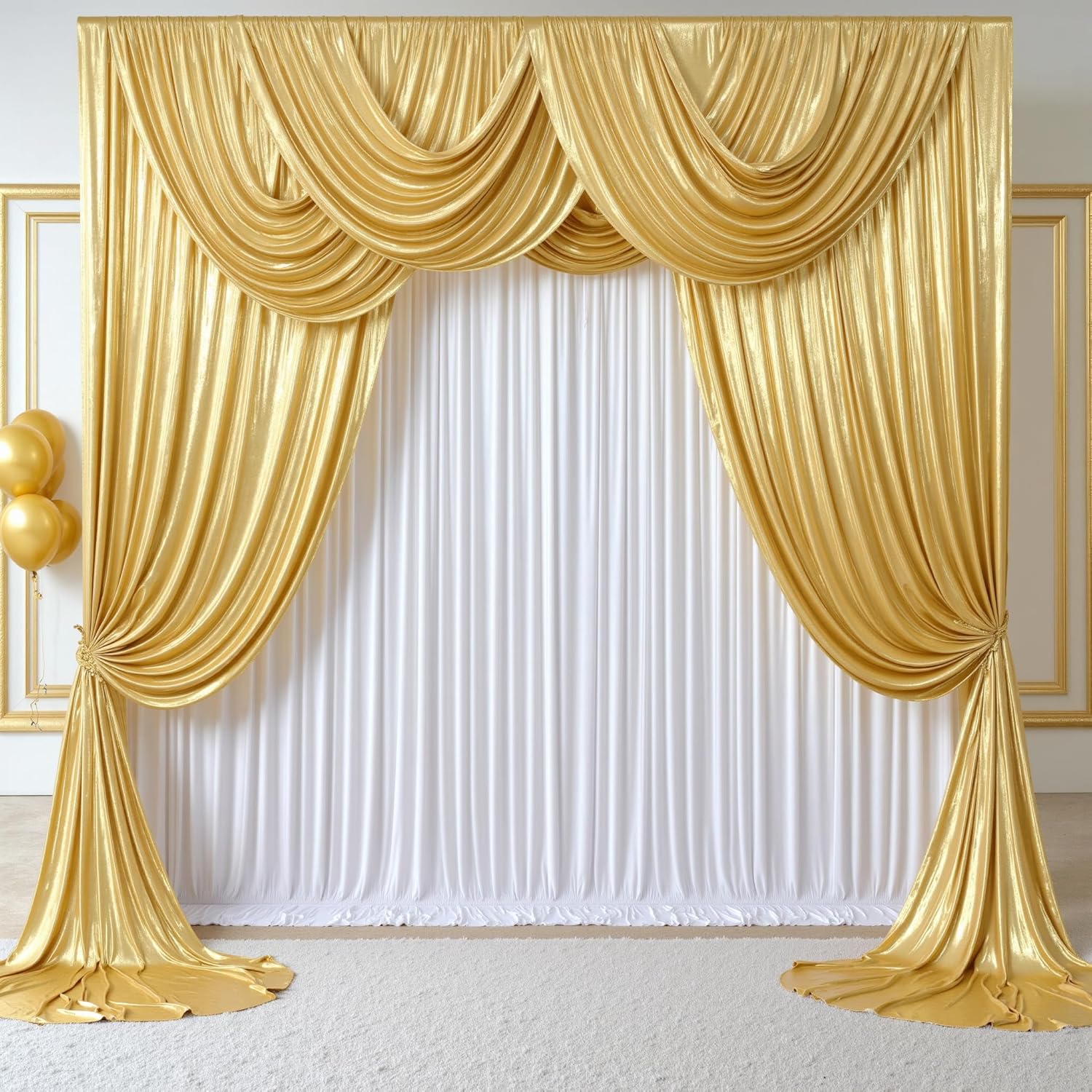 2.3x7FT Wrinkle Free Glitter 1 - Sequin Fabric Panel 评论和价格