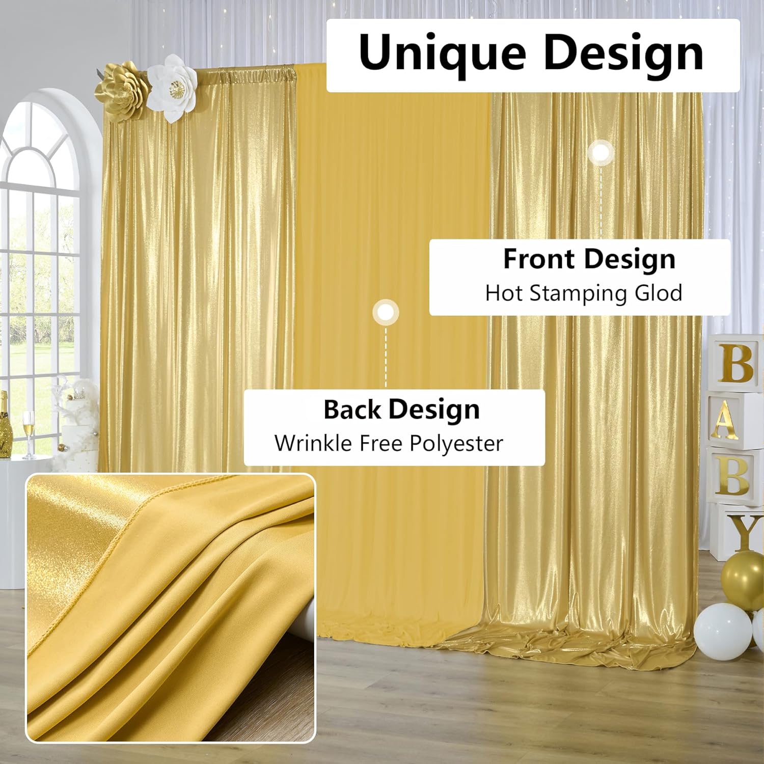2.3x7FT Wrinkle Free Glitter 1 - Sequin Fabric Panel 评论和价格