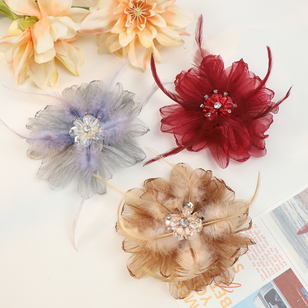 Handmade Mesh Feather Flower B - Crystal Mesh Fabric 评论和价格