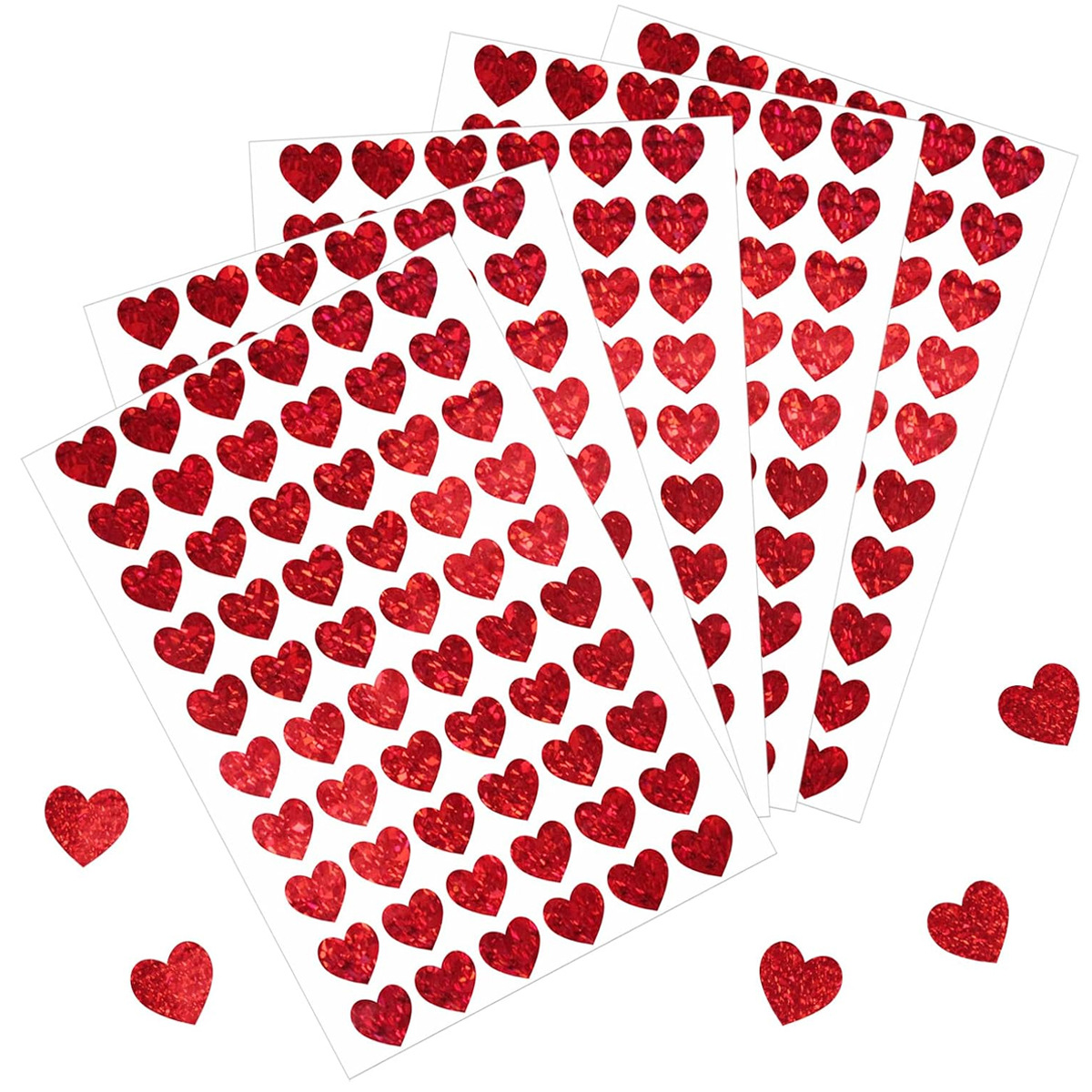600 Pcs Red Heart Stickers, Sm - Glitter Vinyl Roll 评论和价格