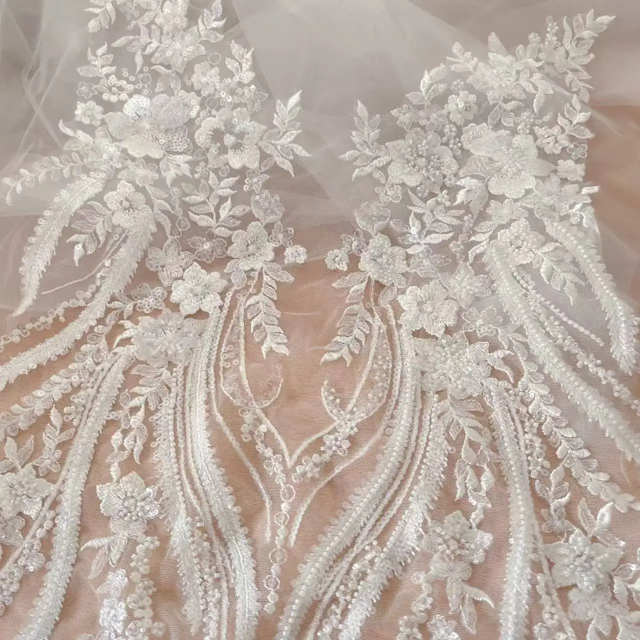 New Beaded Sequins Lace Mirror - Applique Patch Flower 评论和价格