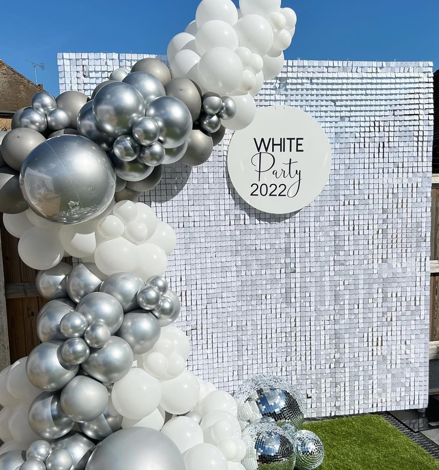 9/12/16/18pcs White Sequin Shi - Sequin Fabric Panel 评论和价格