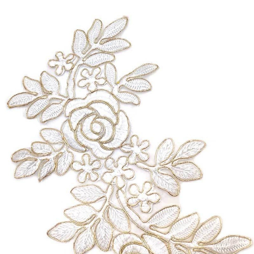 1Pair Polyester Fiber Embroide - Applique Patch Flower 评论和价格