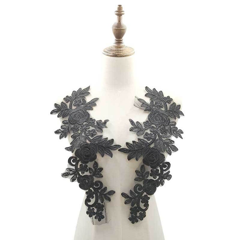 1Pair Polyester Fiber Embroide - Applique Patch Flower 评论和价格