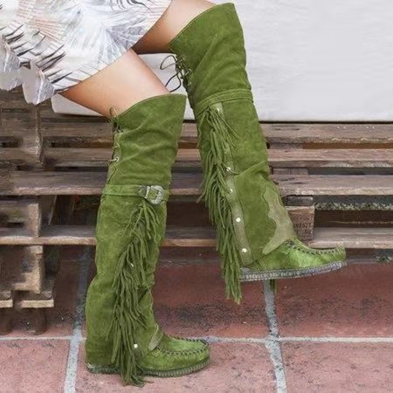 2026 New Womens Over The Knee  - Tassel Fringe Trim 评论和价格
